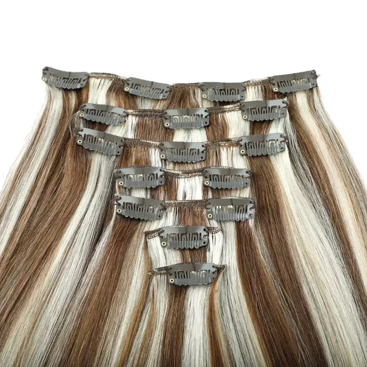 High Quality Russian Cuticle Aligned Remy Seamless Clip In Hair Extensions